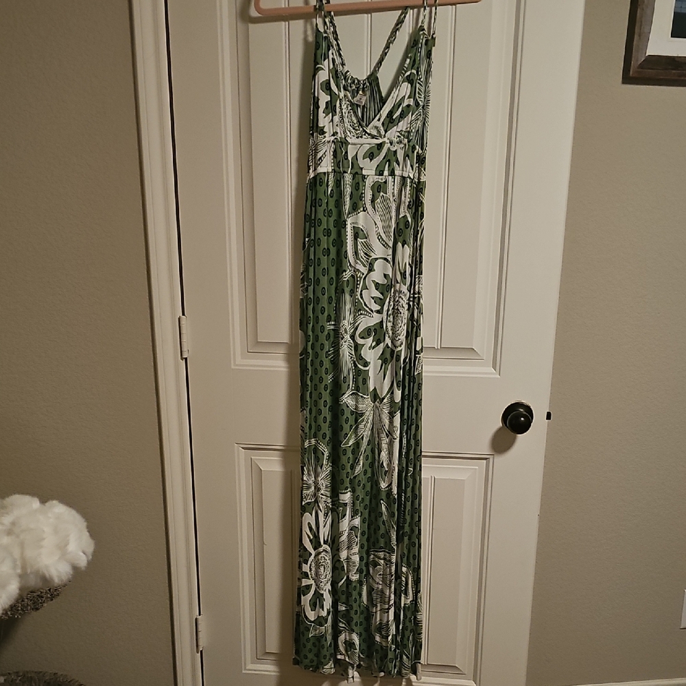 Old Navy Green and White Patterned Dress